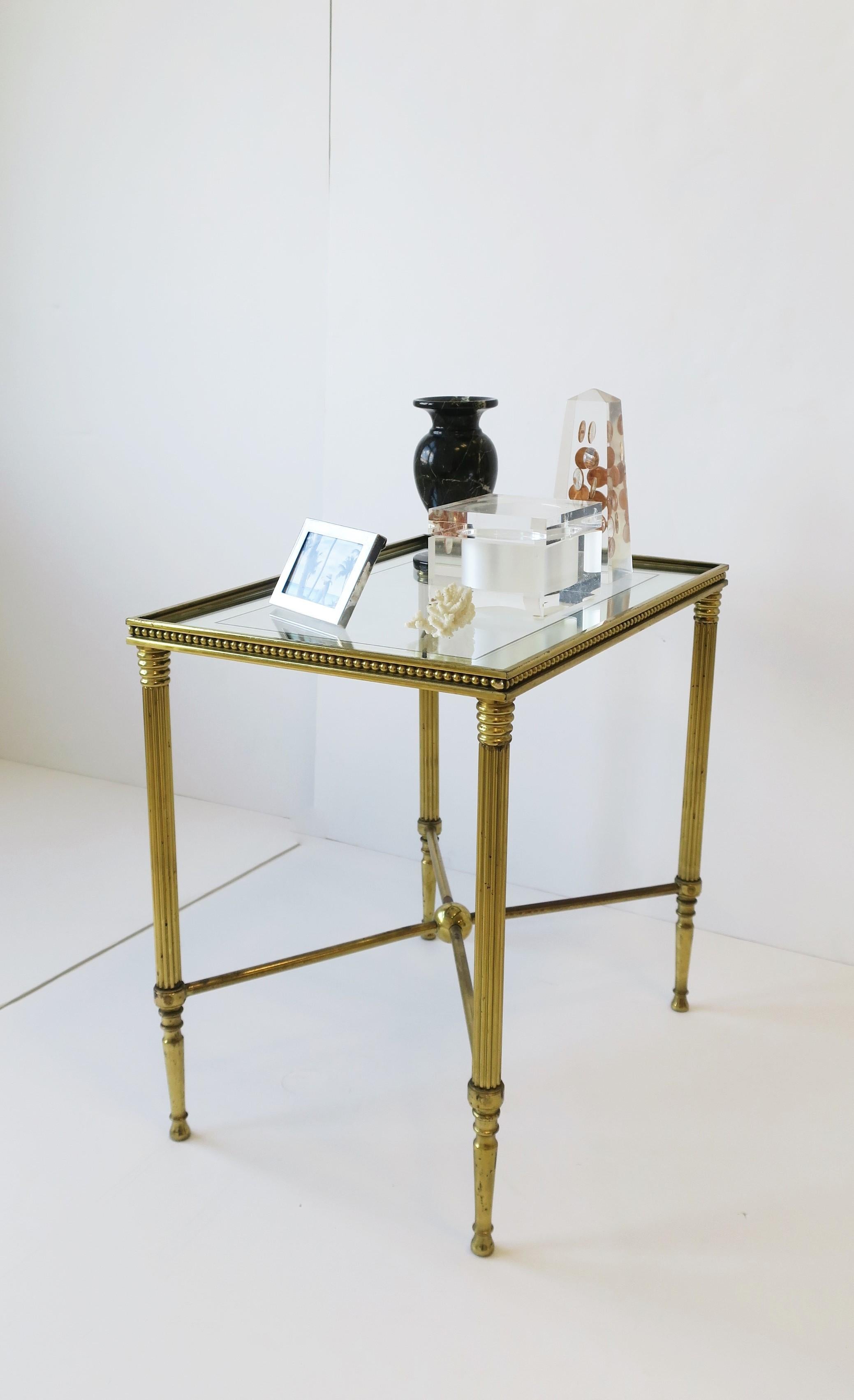 Italian Brass and Glass End or Side Table in the Style of Jansen 9