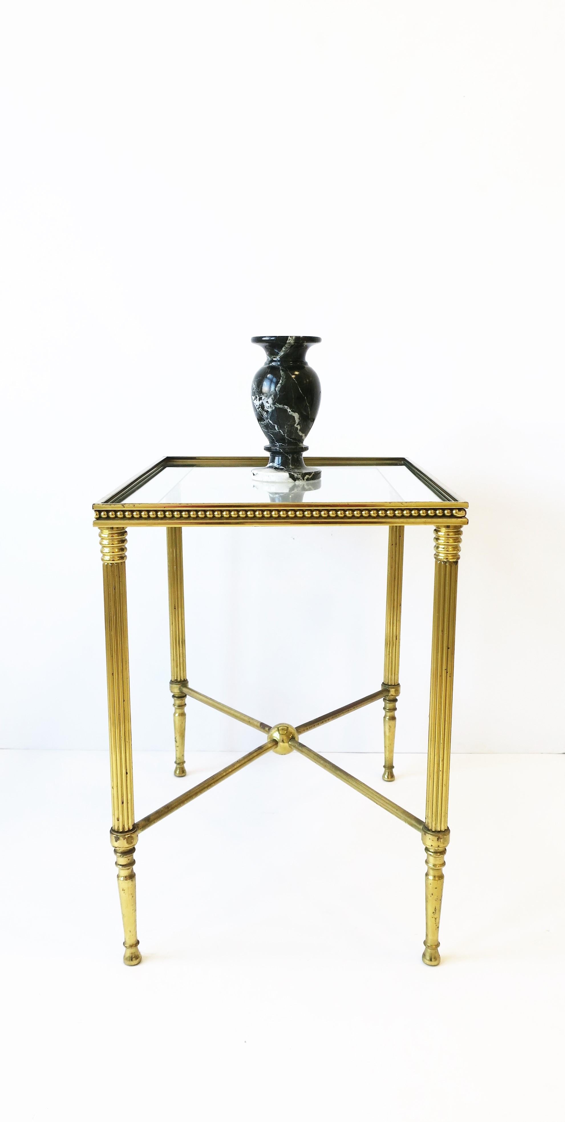 Italian Brass and Glass End or Side Table in the Style of Jansen 11