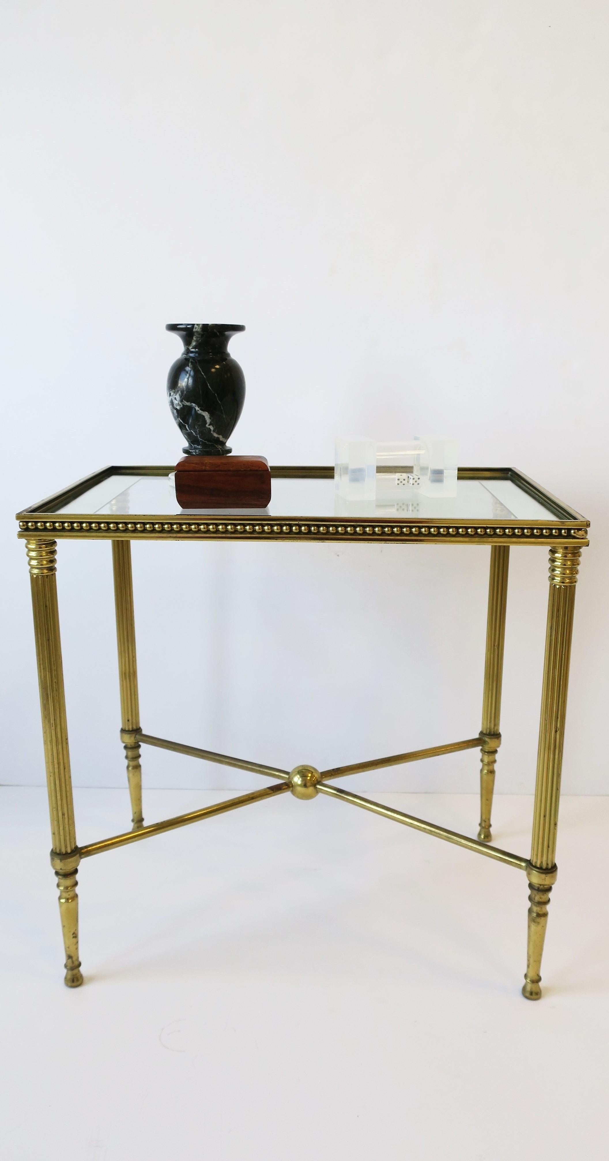 Italian Brass and Glass End or Side Table in the Style of Jansen 12