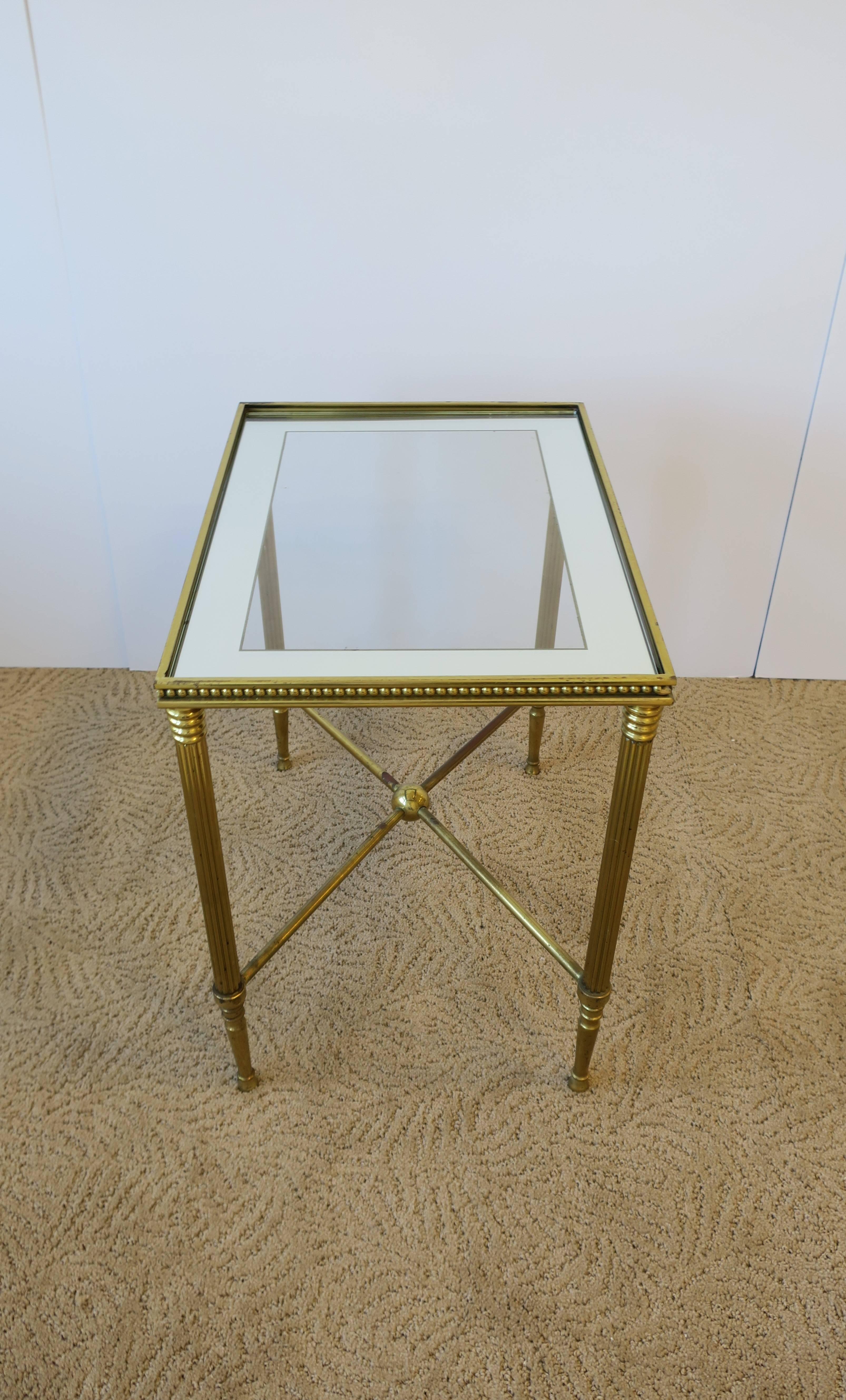 Italian Brass and Glass End or Side Table in the Style of Jansen 3