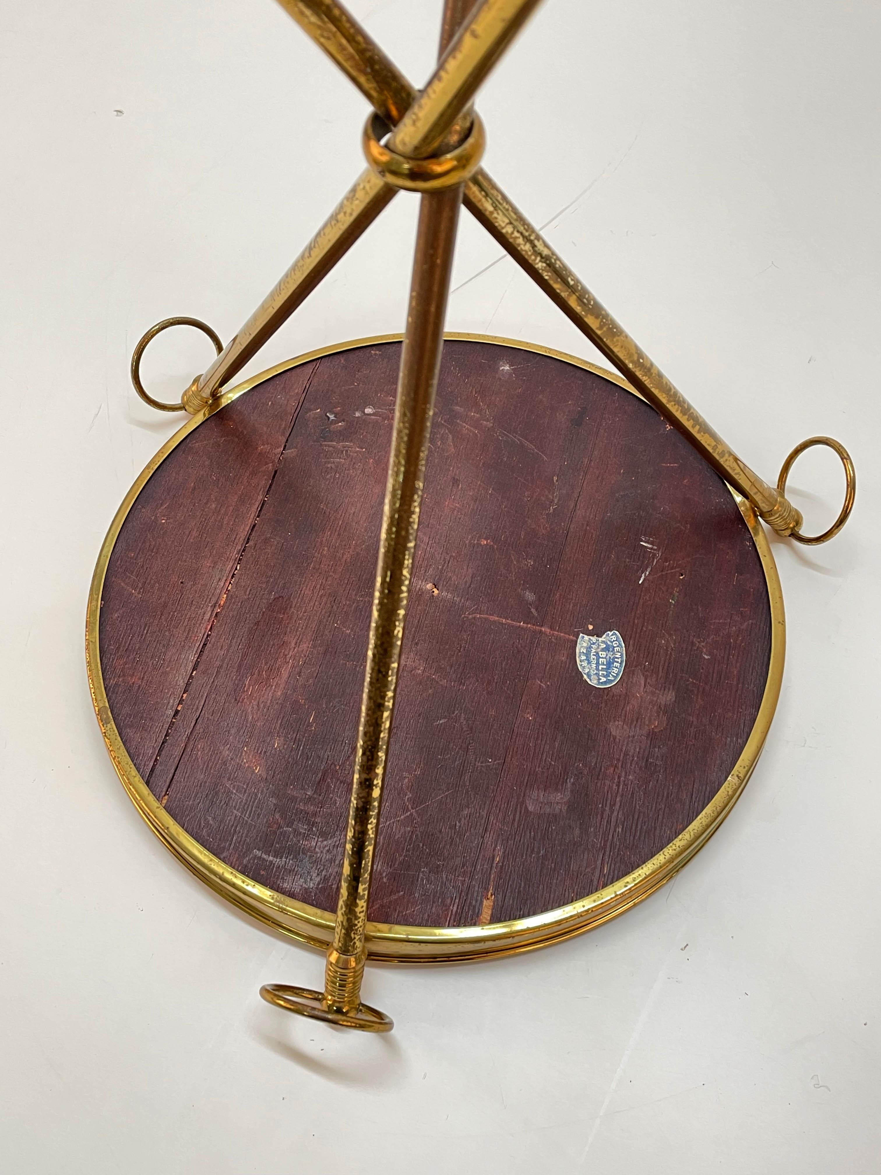 Midcentury Italian Brass and Glass Round Side Table with Tripod Structure, 1950s 13