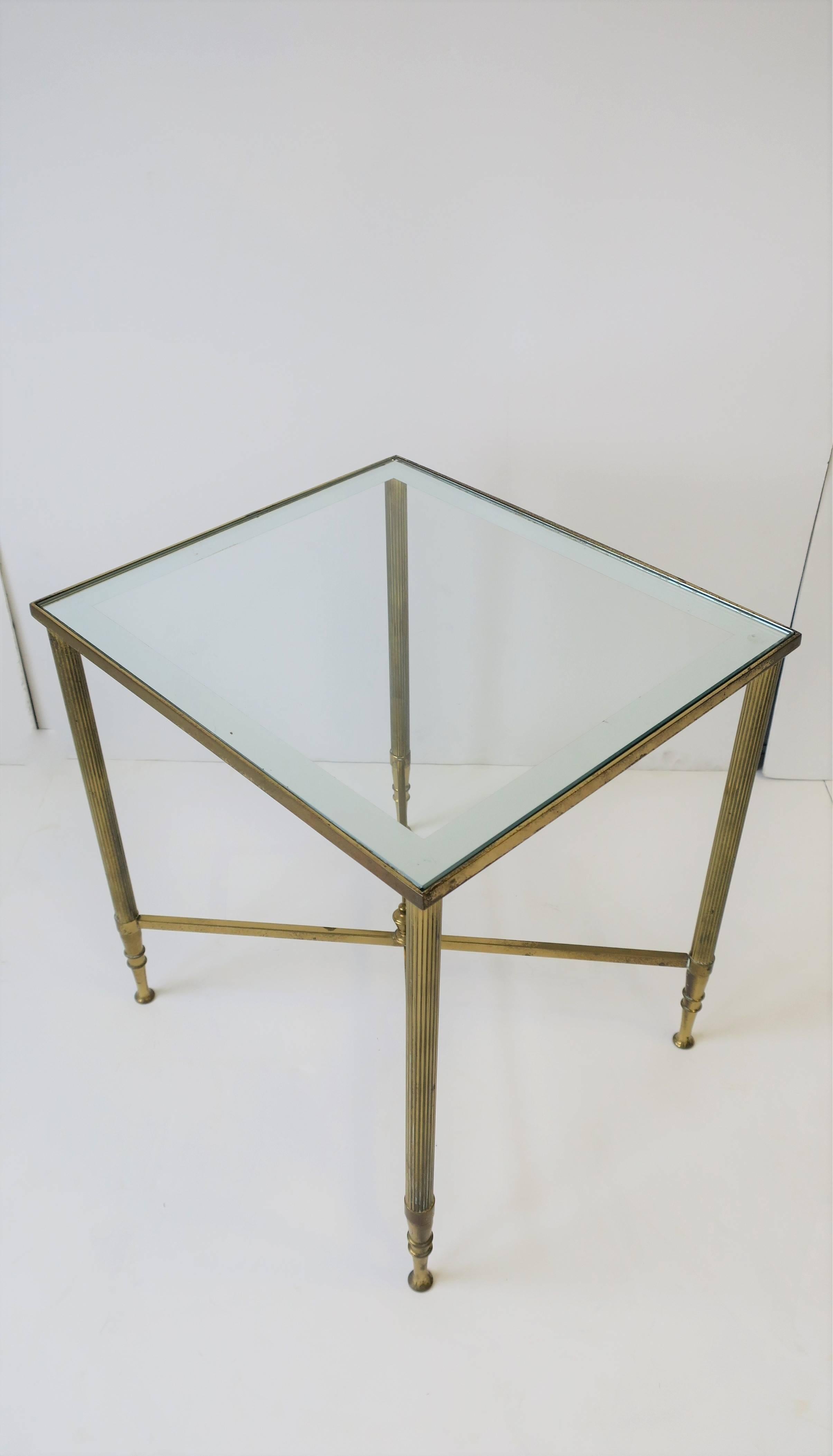 Italian Brass and Glass Side or Drinks Table in the Directoire Style In Good Condition In New York, NY