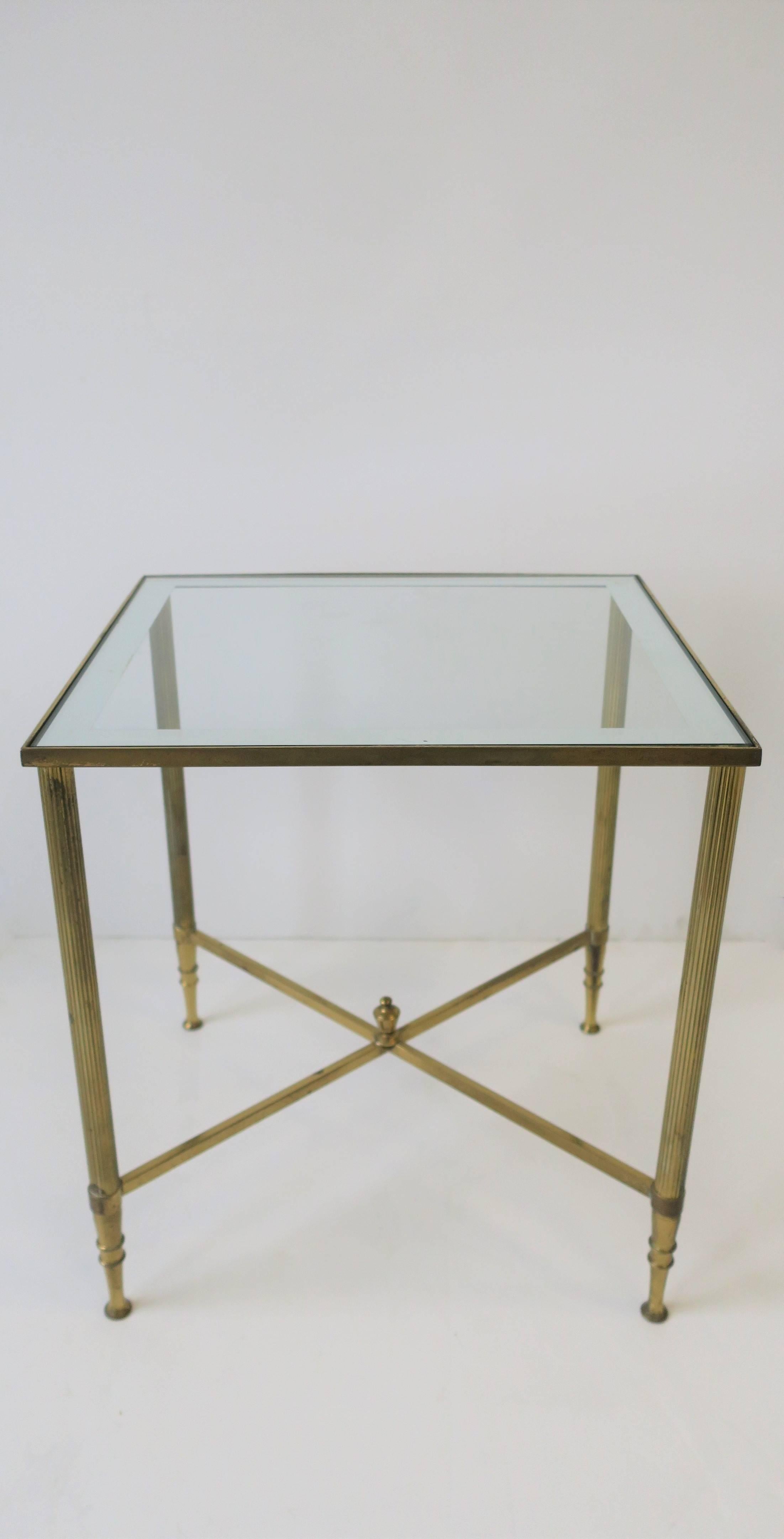Mid-20th Century Italian Brass and Glass Side or Drinks Table in the Directoire Style
