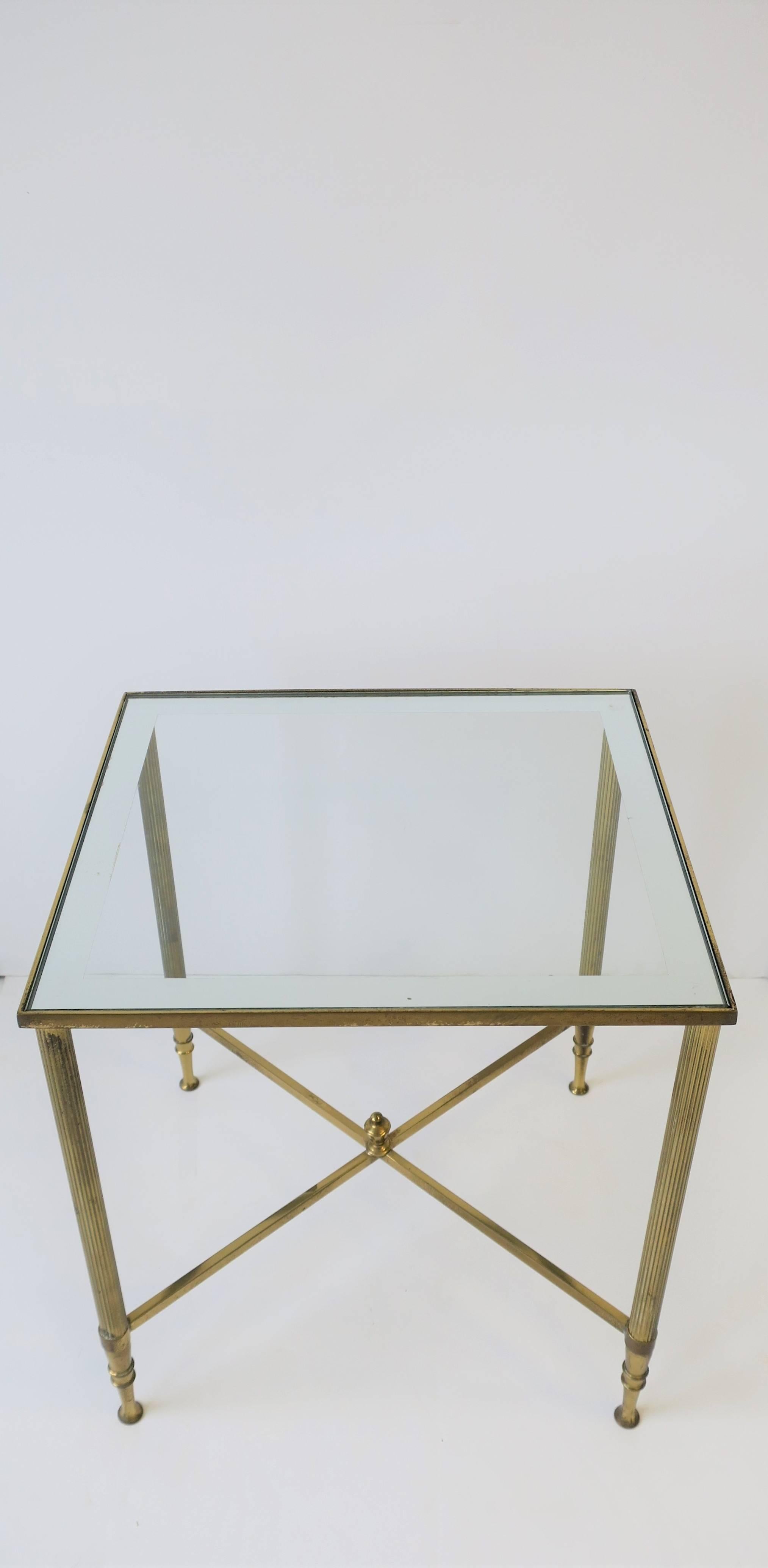 Italian Brass and Glass Side or Drinks Table in the Directoire Style 1