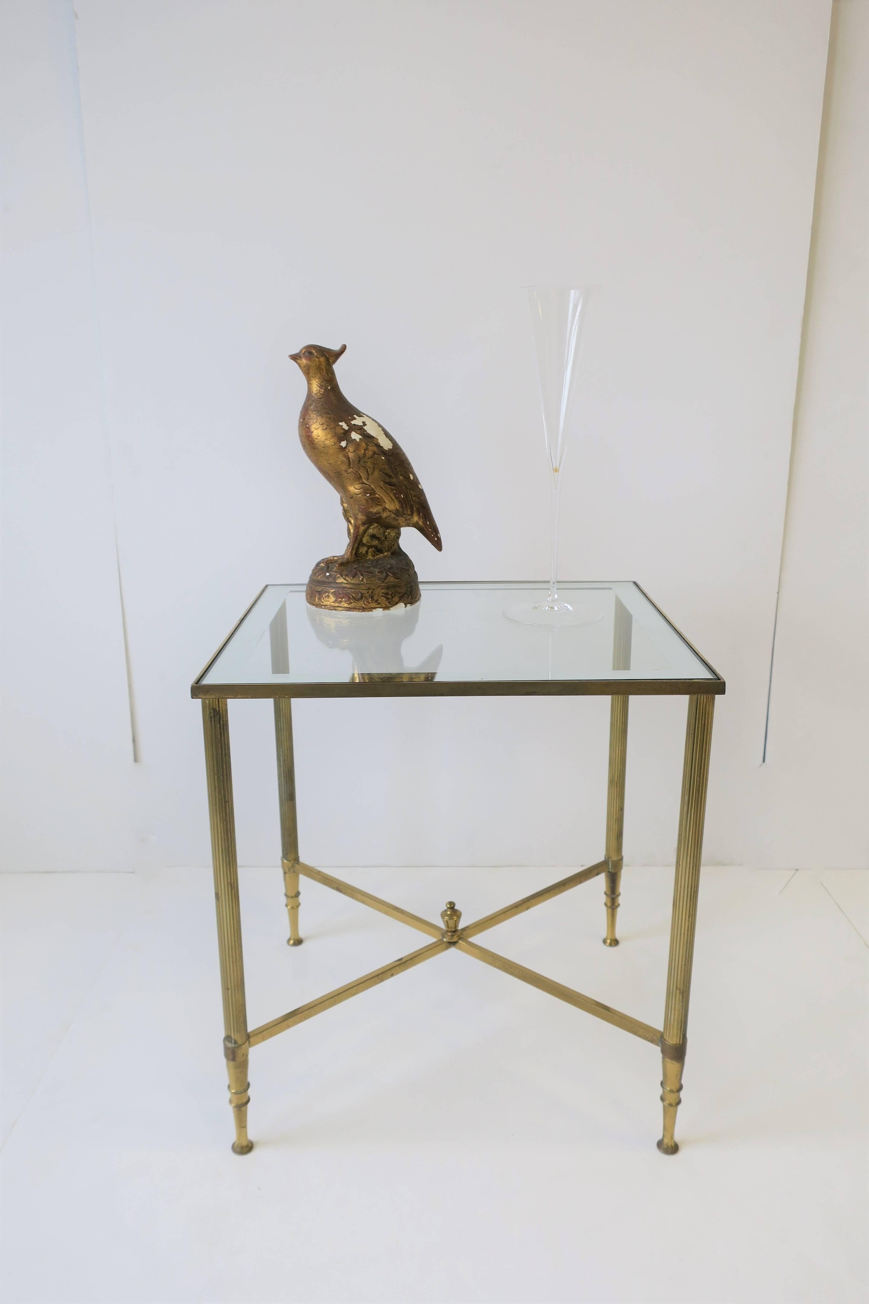 Italian Brass and Glass Side or Drinks Table in the Directoire Style 2