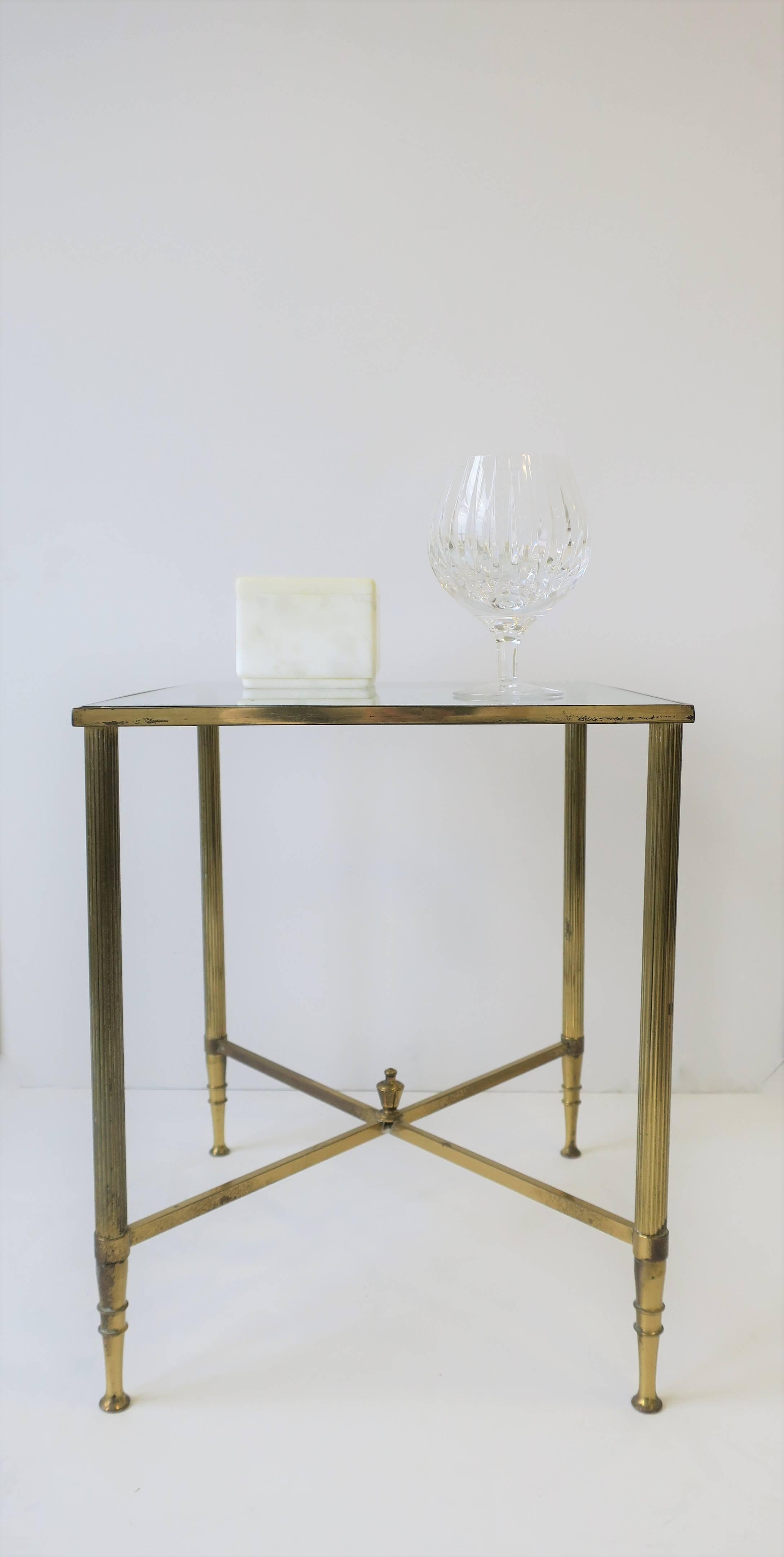 Italian Brass and Glass Side or Drinks Table in the Directoire Style 3