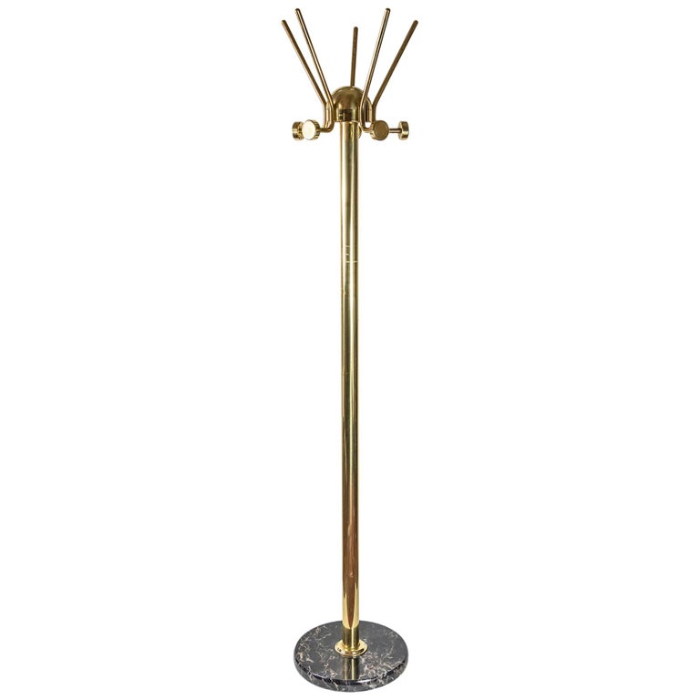 Midcentury Italian Brass and Marble Coat Rack / Stand at 1stDibs