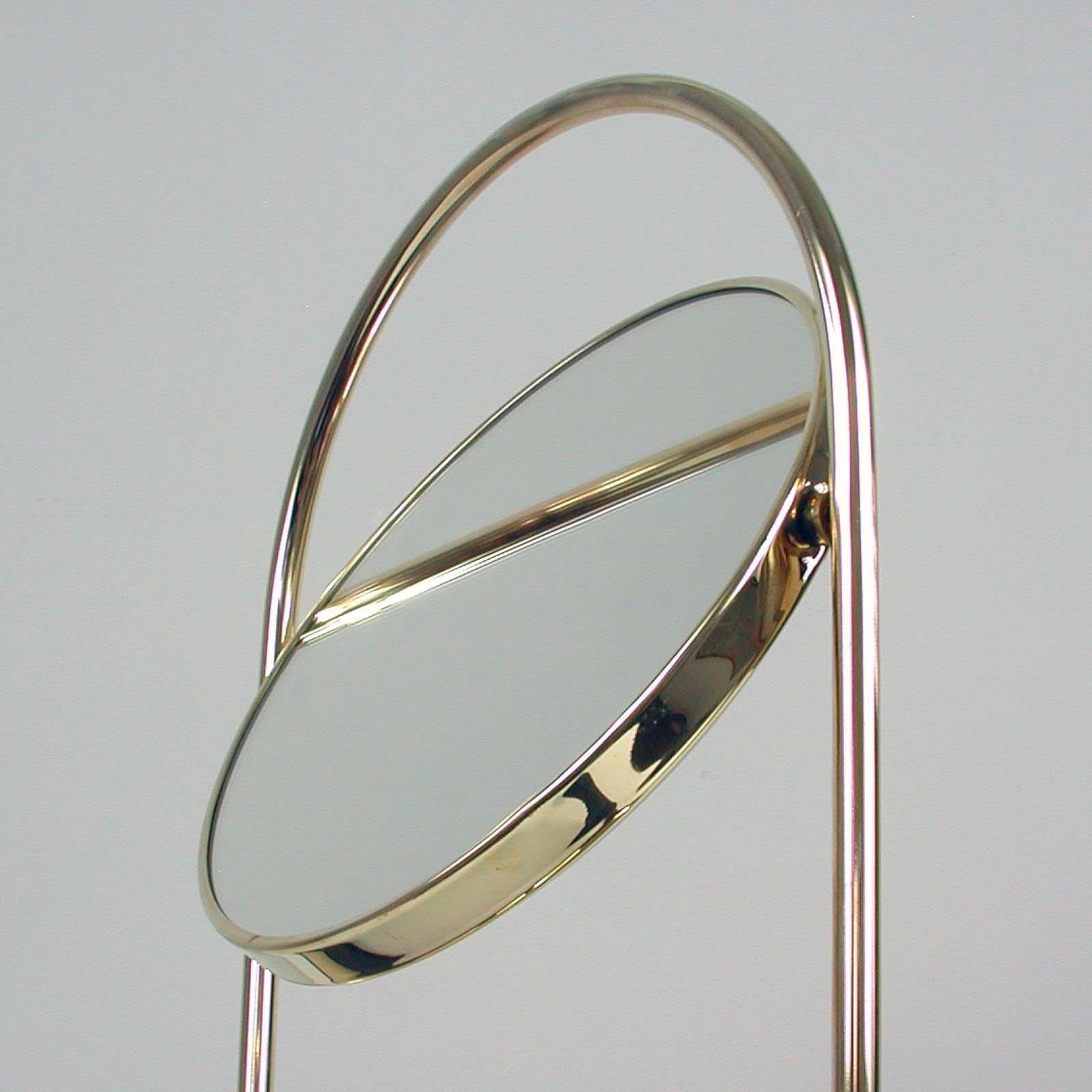 Midcentury Italian Brass and Marble Tilting Table Mirror, 1950s 5