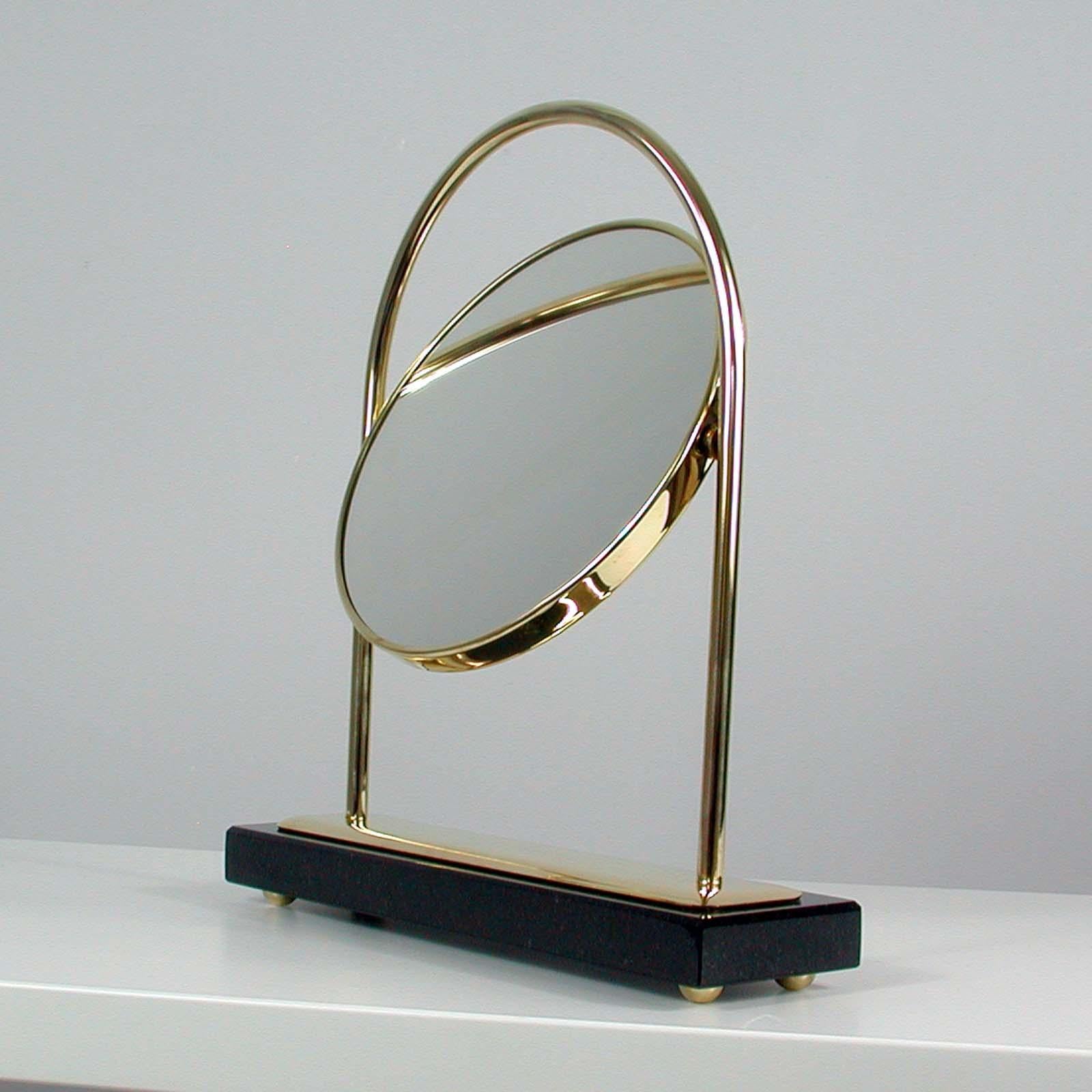 Midcentury Italian Brass and Marble Tilting Table Mirror, 1950s 6