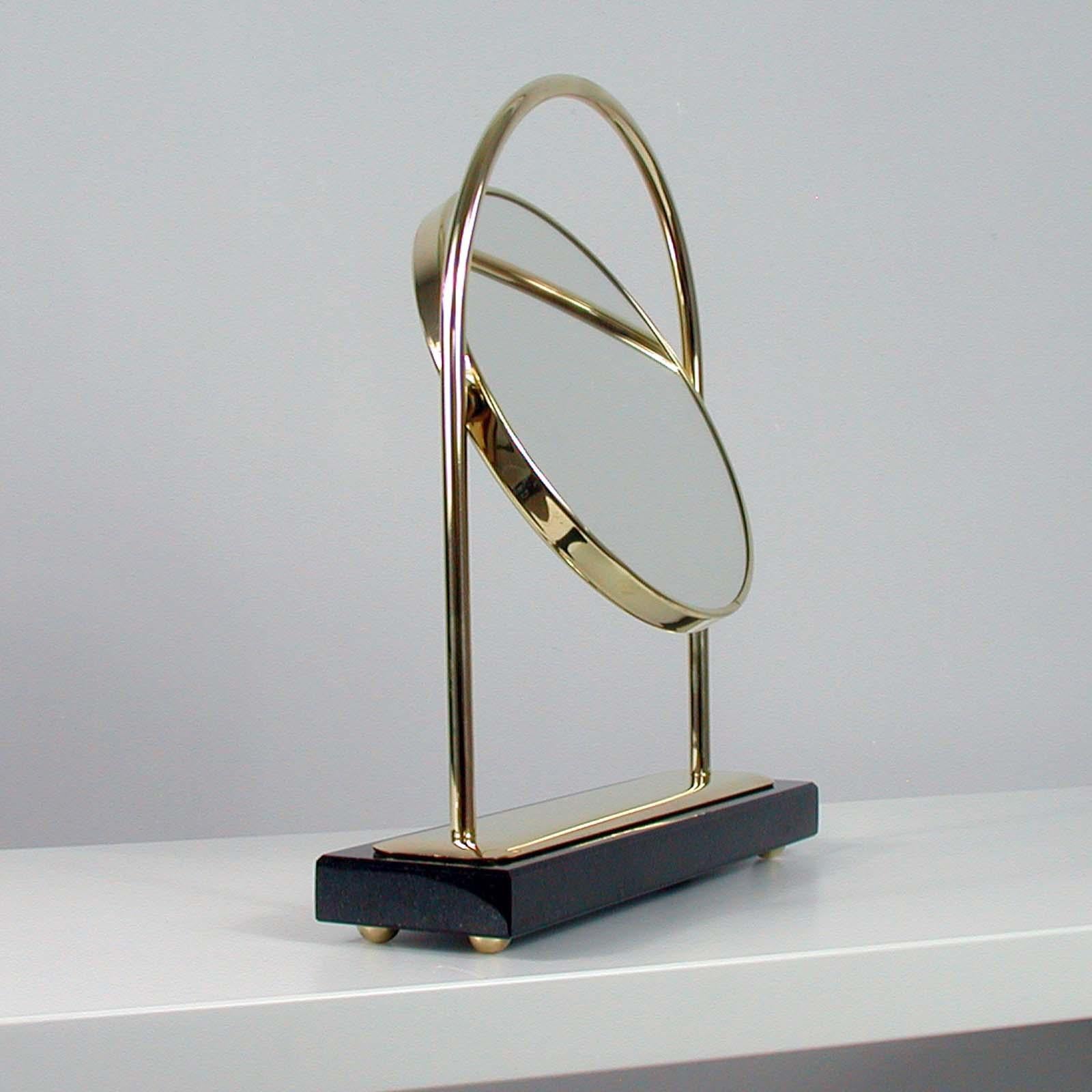 Midcentury Italian Brass and Marble Tilting Table Mirror, 1950s 8