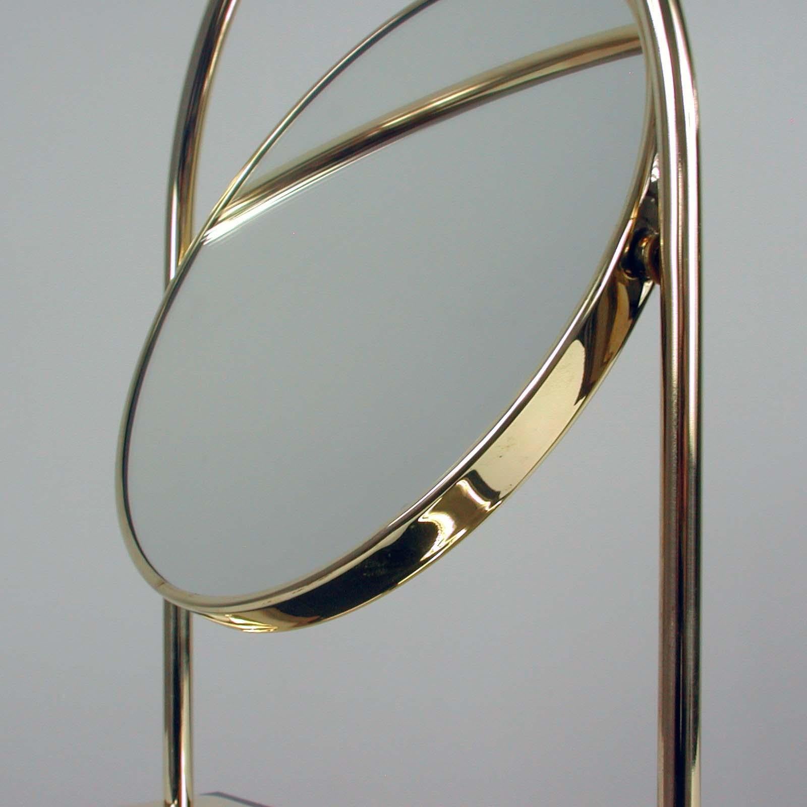 Midcentury Italian Brass and Marble Tilting Table Mirror, 1950s 9