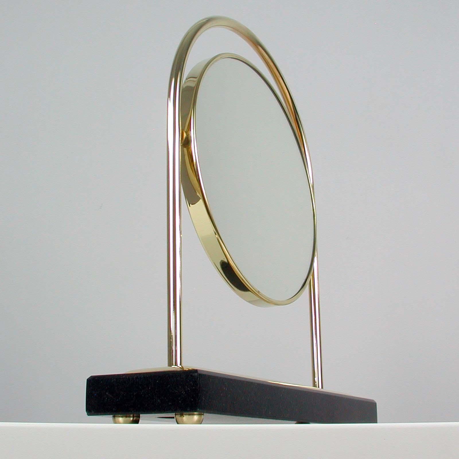 Midcentury Italian Brass and Marble Tilting Table Mirror, 1950s 10