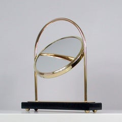 Midcentury Italian Brass and Marble Tilting Table Mirror, 1950s