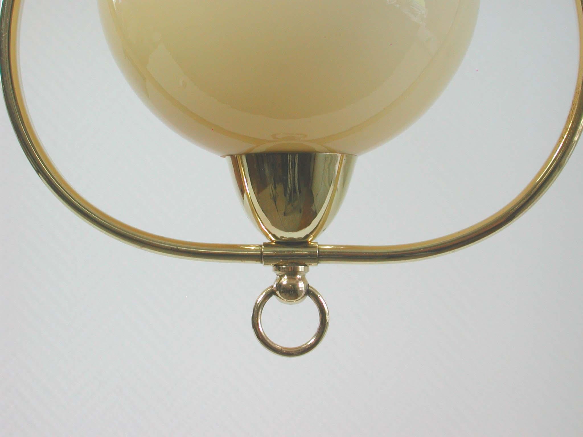 Midcentury Italian Brass and Opaline Pendant, 1940s-1950s 3