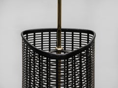 Midcentury Italian Brass and Perforated Black Metal Umbrella Stand 1950s