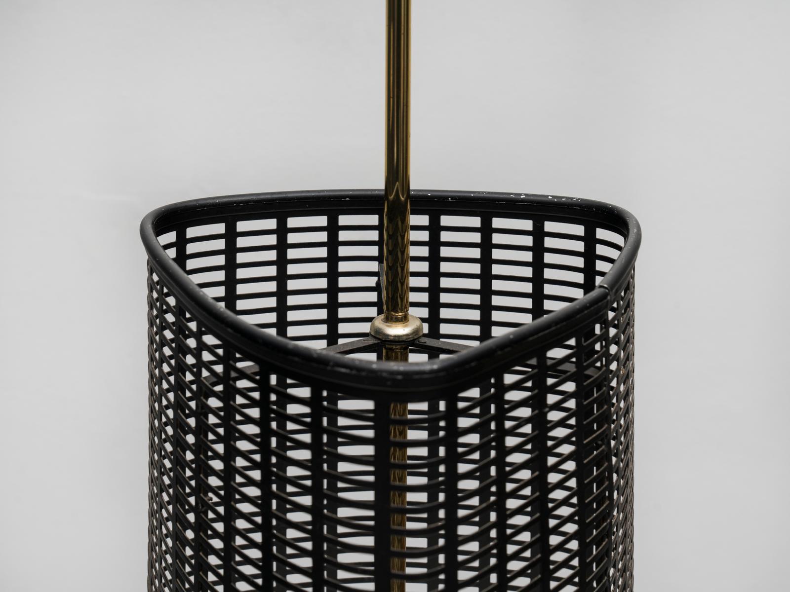 Mid-Century Modern Midcentury Italian Brass and Perforated Metal Umbrella Stand, 1950s For Sale