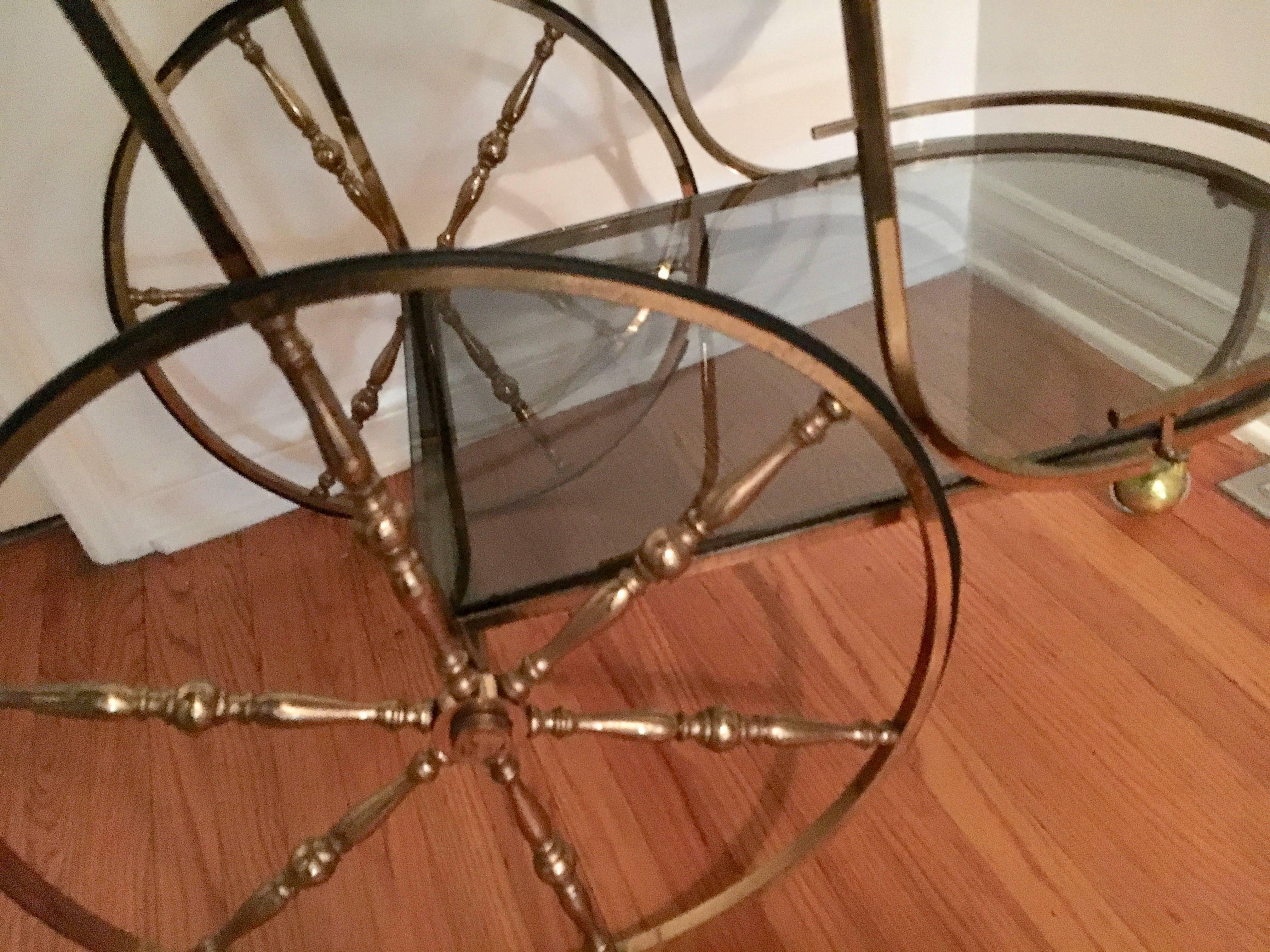 Hand-Crafted Mid-Century Italian Brass Bar Cart For Sale
