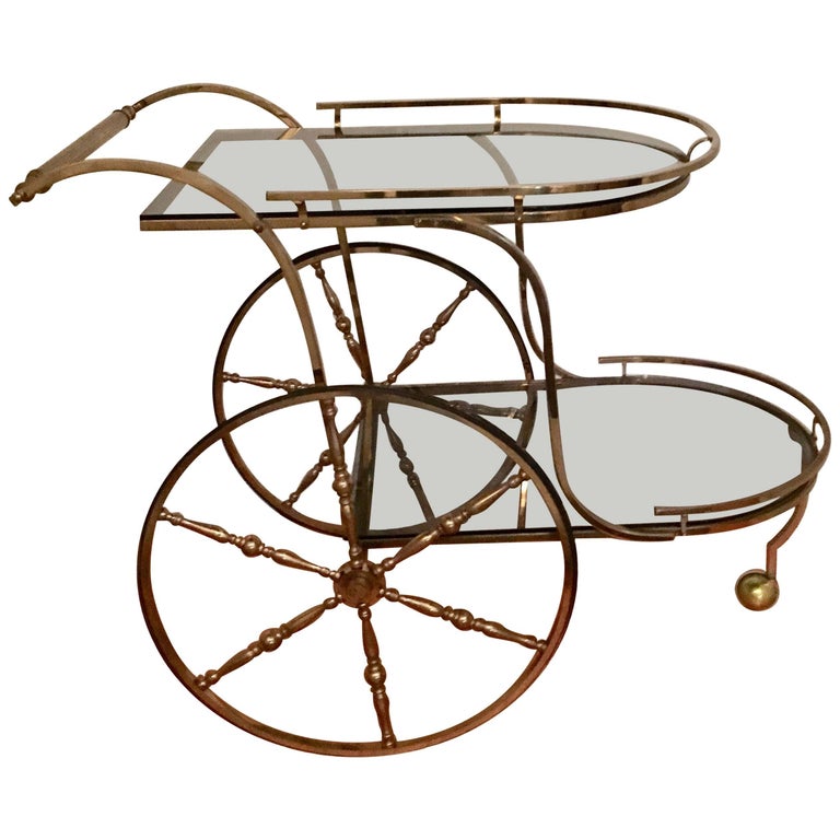 MidCentury Italian Brass Bar Cart For Sale at 1stDibs