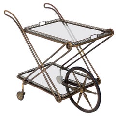 Carrito de bar italiano de latón de mediados de siglo