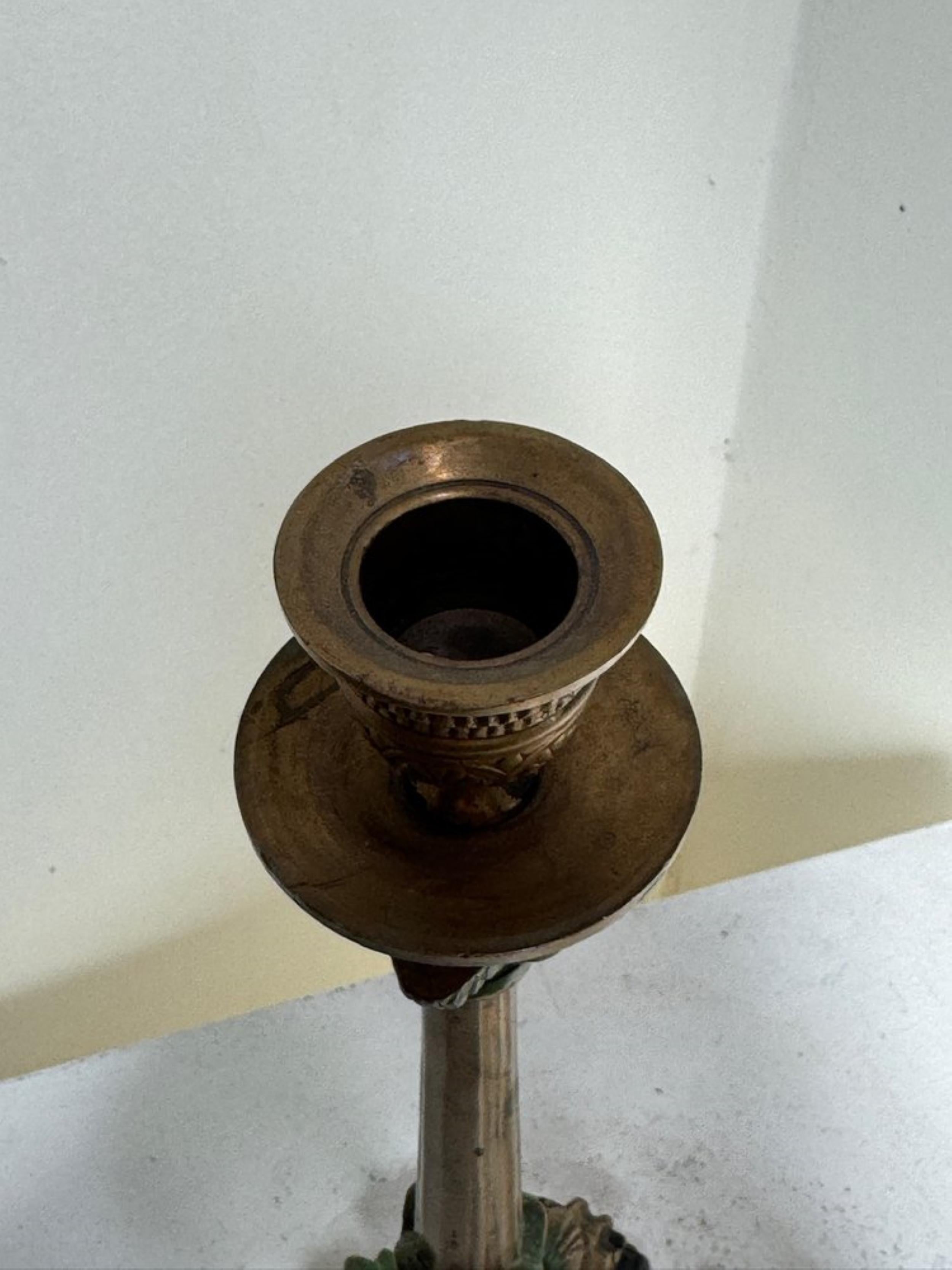 Midcentury Italian Brass/Bronze Candlesticks In Good Condition For Sale In West Hollywood, CA