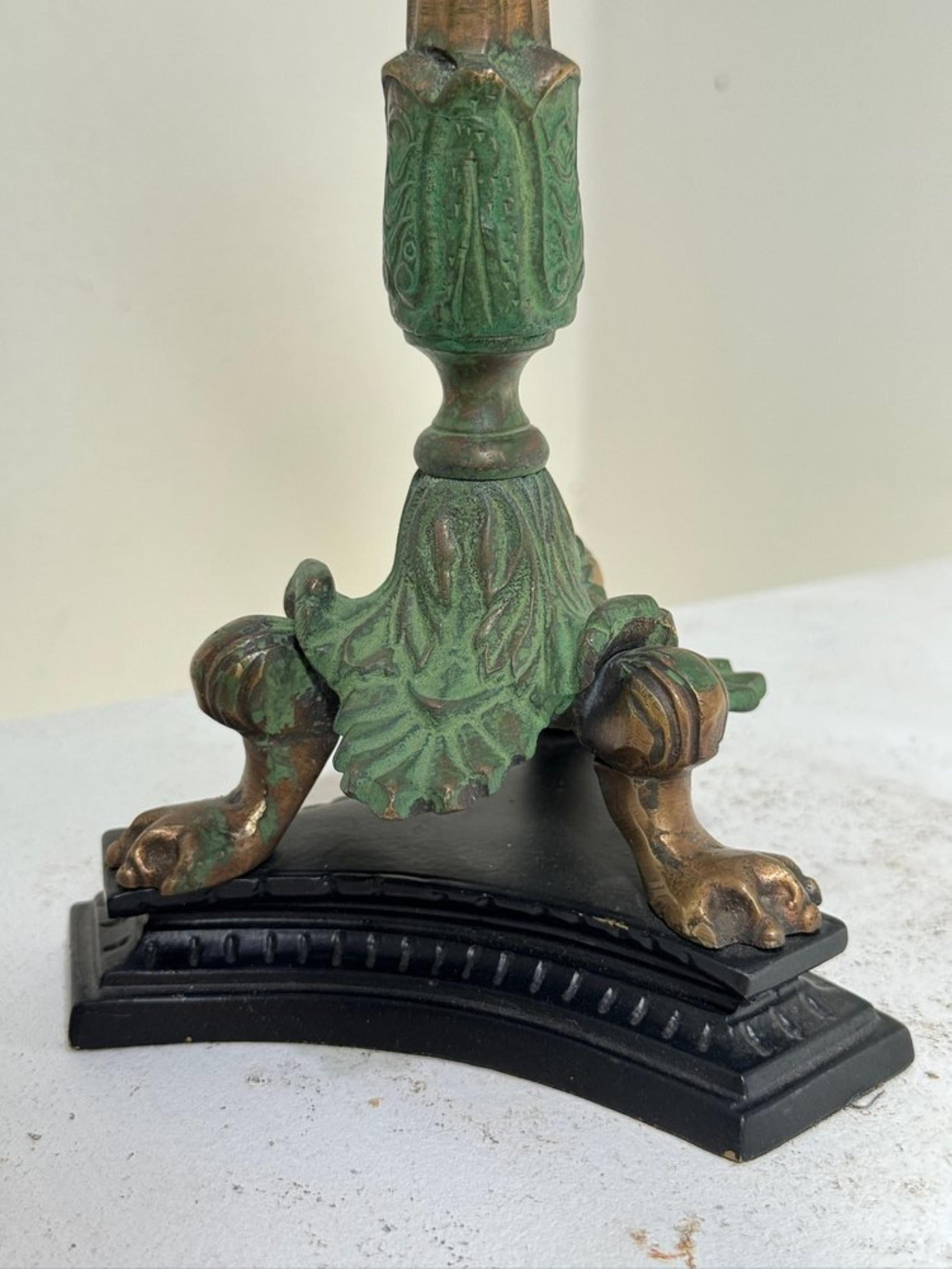 Mid-19th Century Midcentury Italian Brass/Bronze Candlesticks For Sale