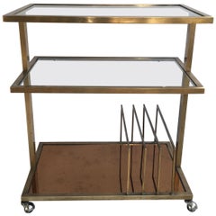 Midcentury Italian Brass Drinks Trolley Bar Cart