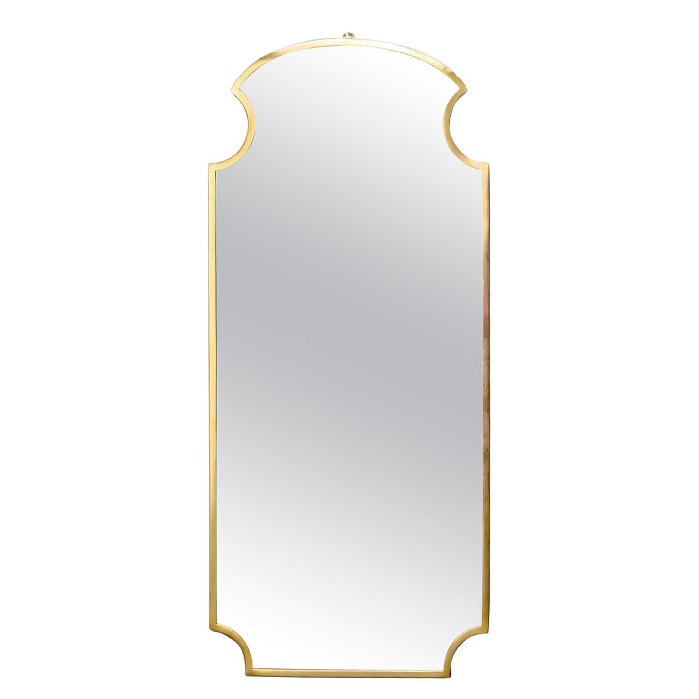 Midcentury Italian Brass Framed Mirror