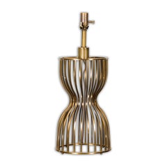 Midcentury Italian Brass Hourglass Shaped Single Light Lamp, US Wired