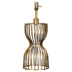 Midcentury Italian Brass Hourglass Shaped Single Light Lamp, US Wired