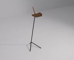 Midcentury Italian Brass, Iron and Leather Ashtray Stand or Poked Emptier  , 195