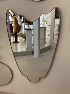 Midcentury Italian Brass Mirror-Gorgeous Form