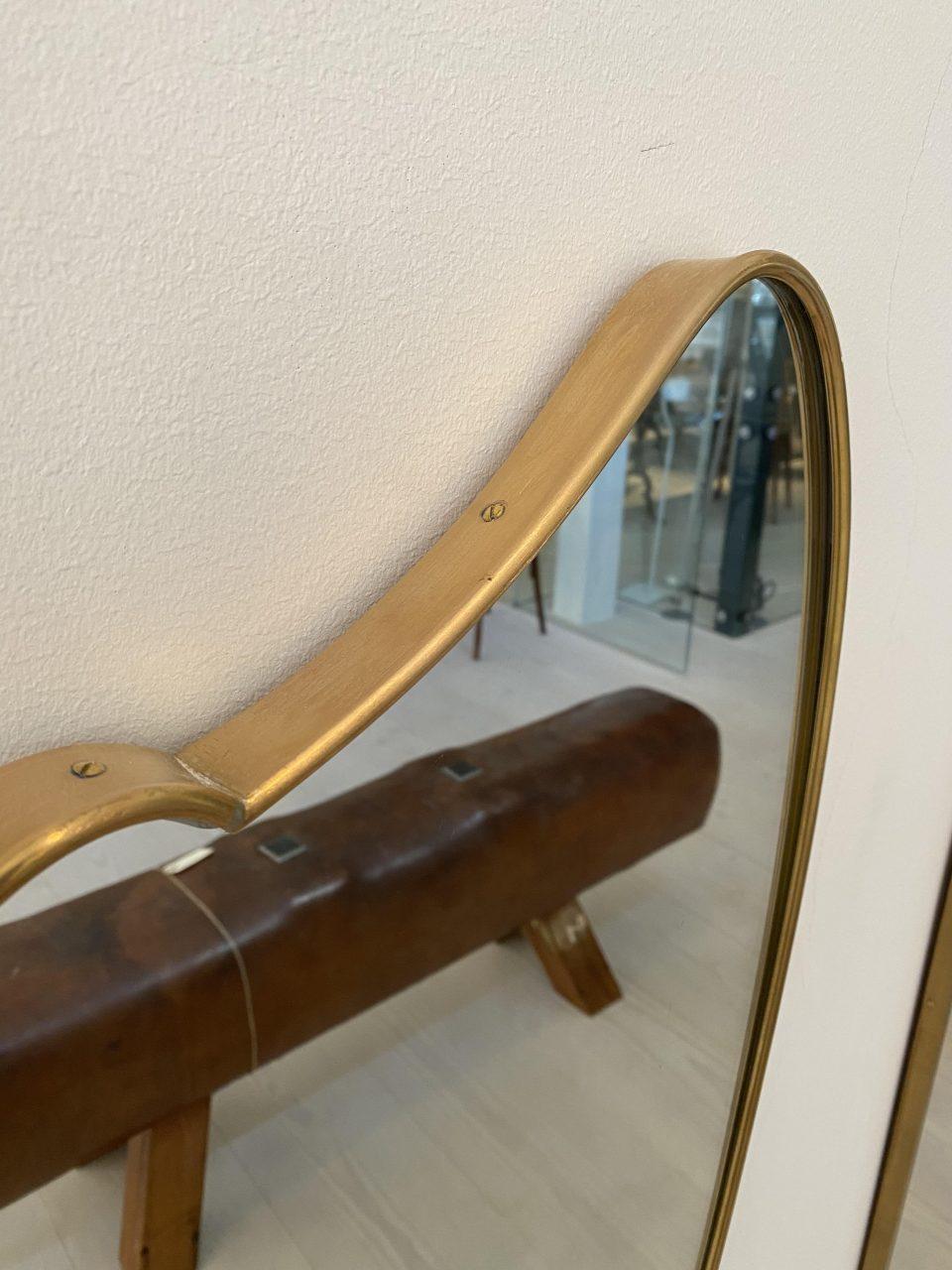 Midcentury Italian Brass Mirror-Gorgeous Form 2