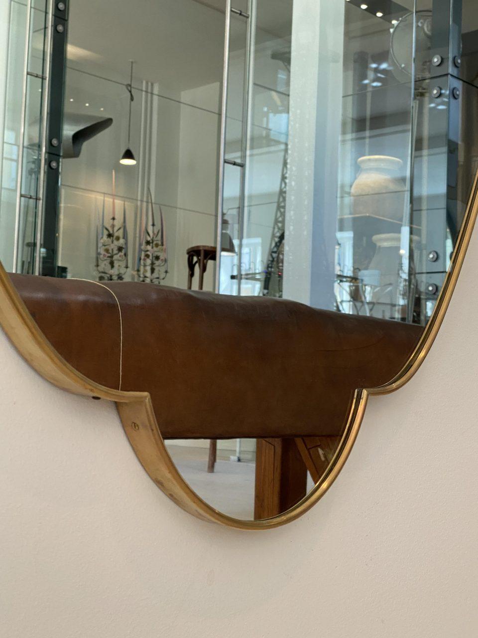 Midcentury Italian Brass Mirror-Gorgeous Form 3