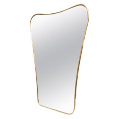 Midcentury Italian Brass Mirror-Lovely Curvature 