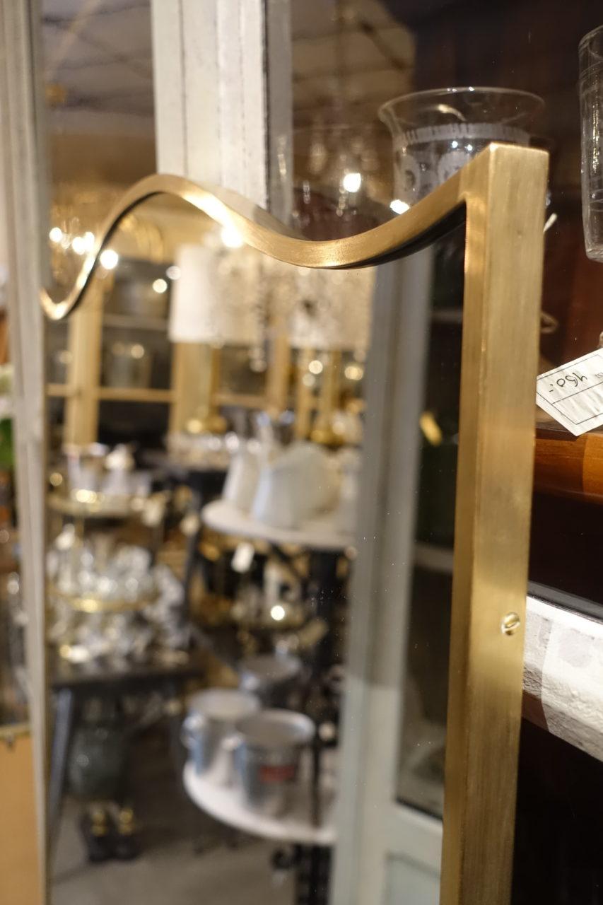 20th Century Midcentury Italian Brass Mirror-Lovely Organic Waved Look