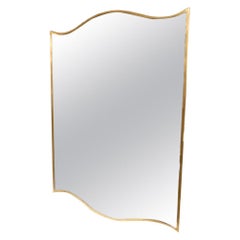 Midcentury Italian Brass Mirror-Lovely Organic Waved Look