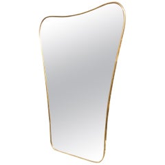 Midcentury Italian Brass Mirror-Possible 1 of a Pair