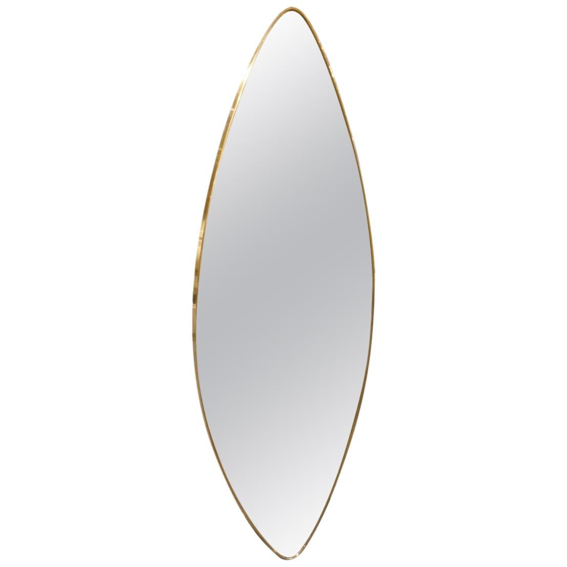 Midcentury Italian Brass Oblong Mirror