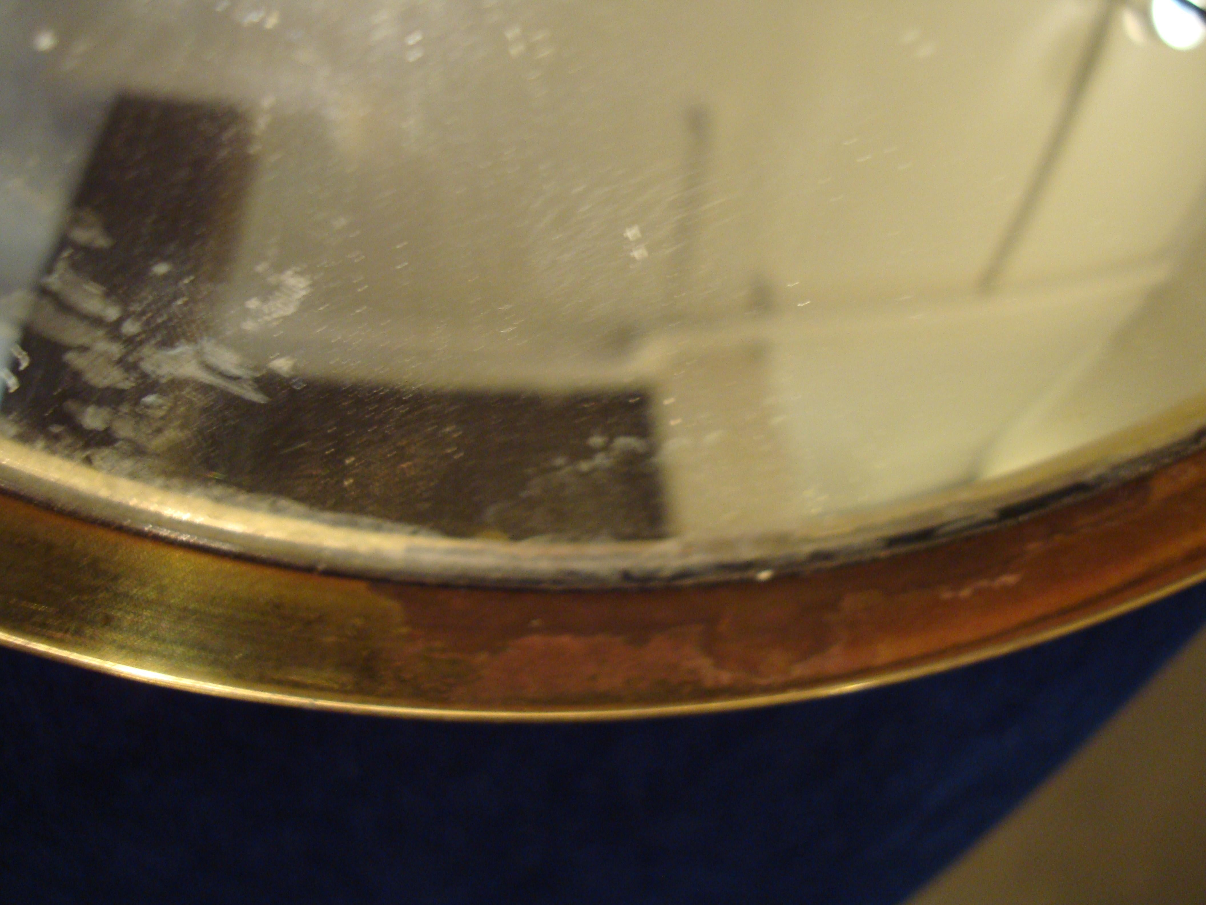 Midcentury Italian Brass Round Convex Mirror For Sale 4