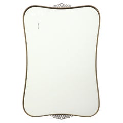 Miroir mural à volutes en laiton dans le style de Gio Ponti, Italie du milieu du siècle, années 1950