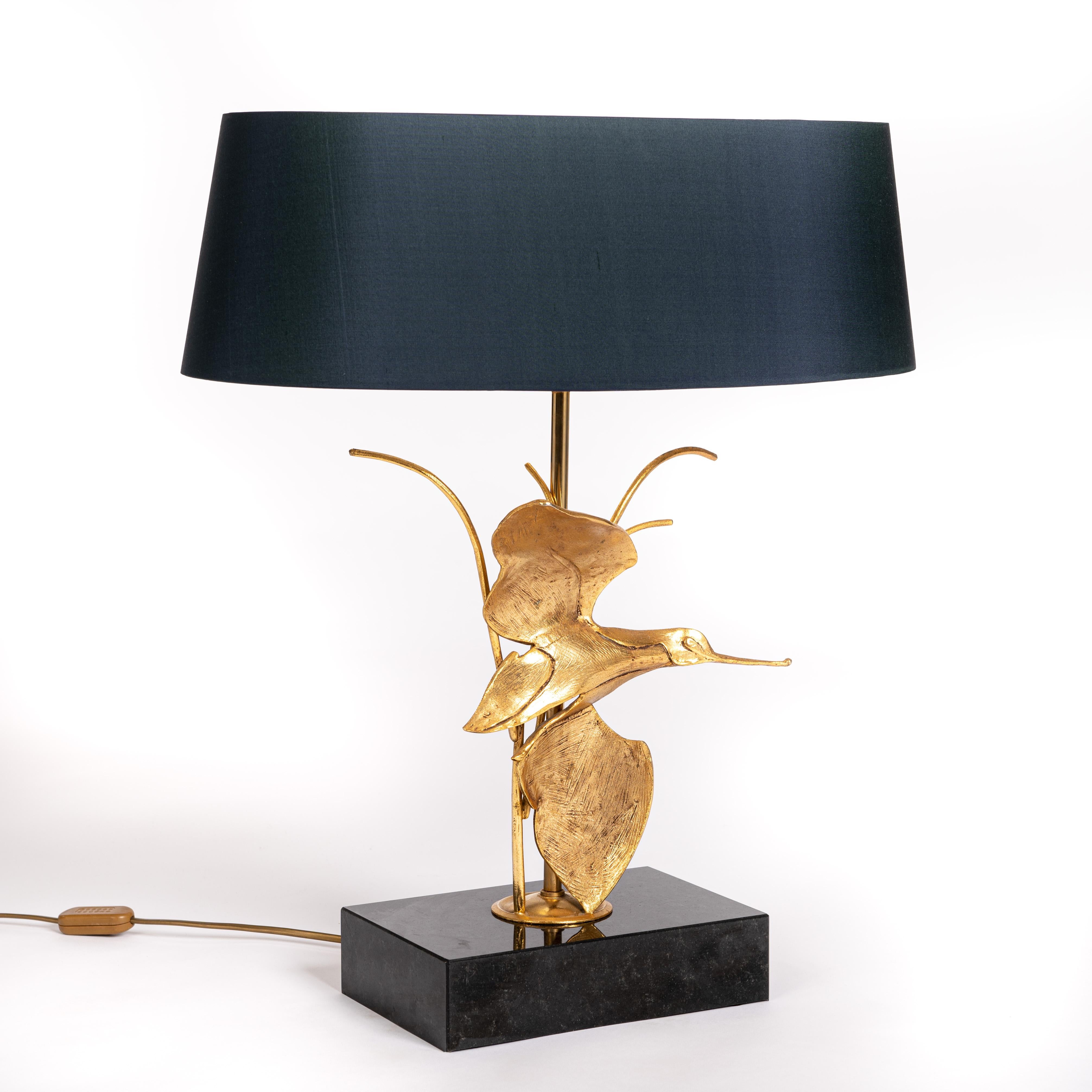 Midcentury Italian Brass Sculptured Table Lamp by GM Italia Dark Blue Lamp  Shade For Sale at 1stDibs | animal lamps for sale