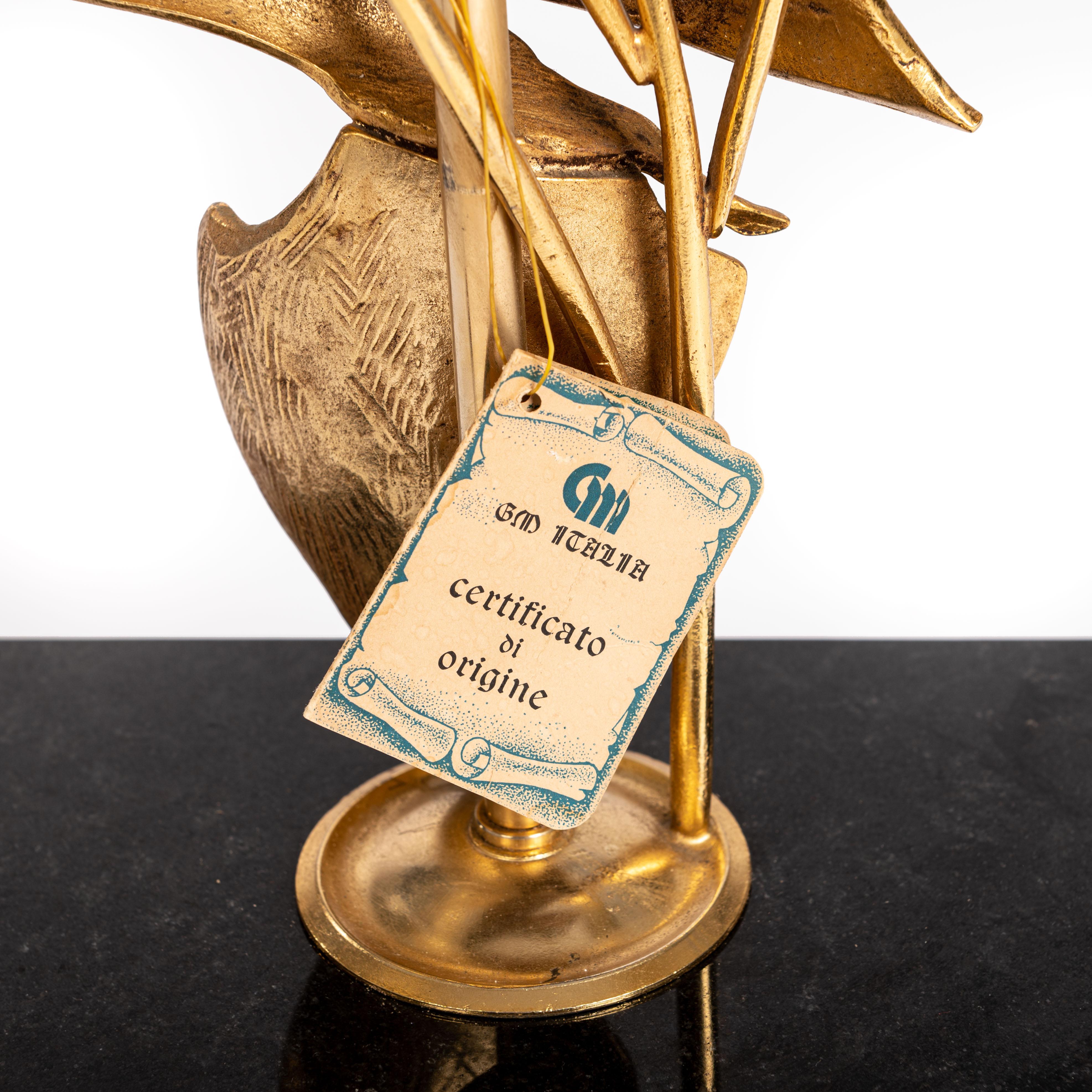 Italian Midcentury Gilded Brass Bird Table Lamp by GM Italia 1950s For Sale 4