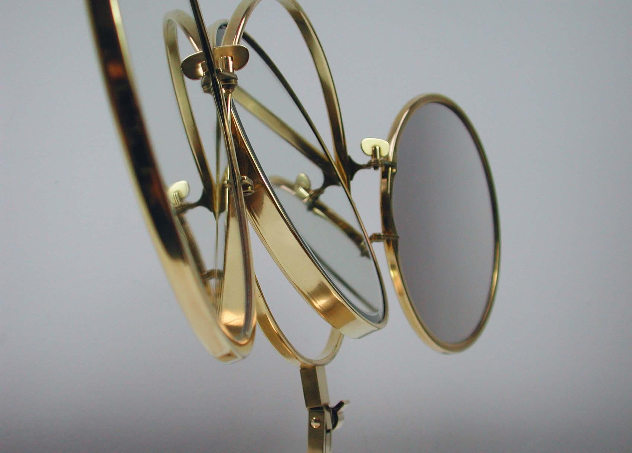 Mid-Century Modern Midcentury Italian Brass Triple Folding Vanity Table Mirror, 1950s