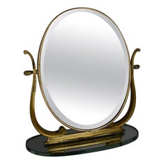 Midcentury Italian Brass Vanity or Tabletop Mirror