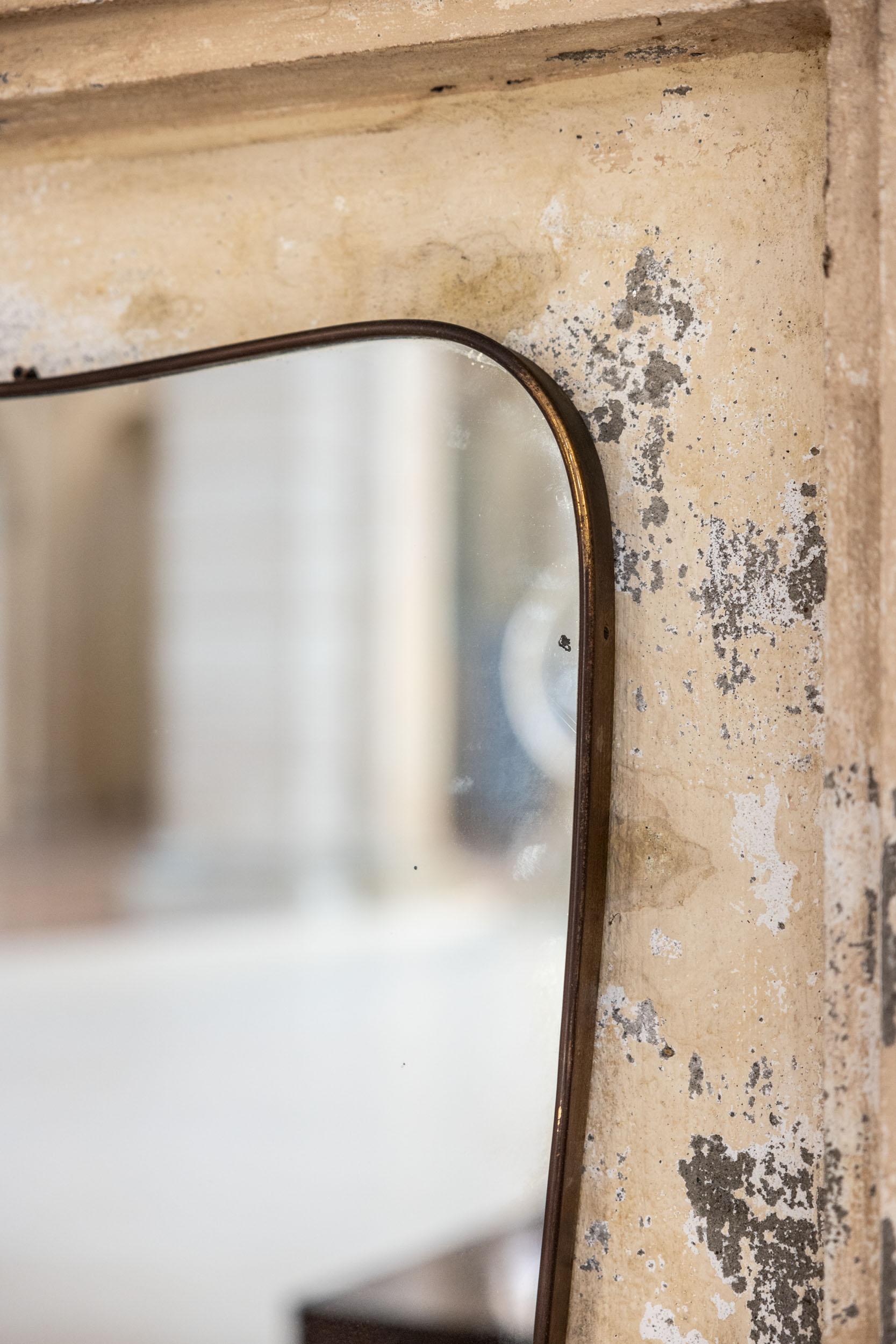 Laiton Miroir mural italien du milieu du siècle dernier attribué à Gio Ponti, Italie 1950 en vente