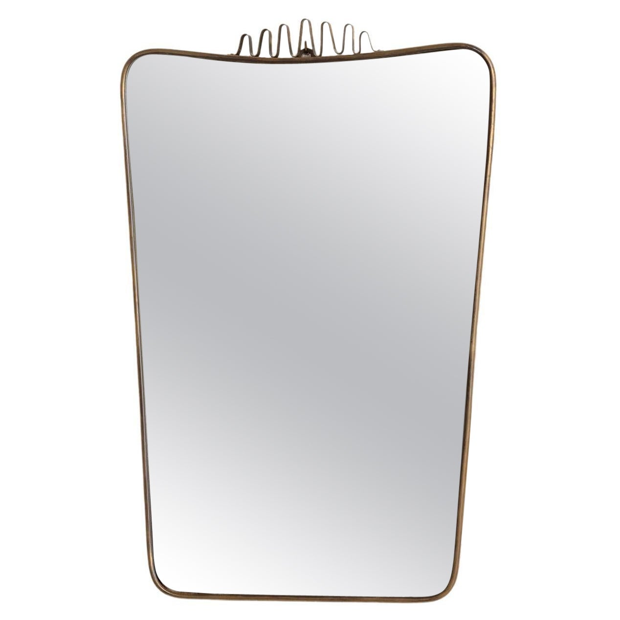 Midcentury Italian brass wall mirror attributed to Gio Ponti, Italy 1950