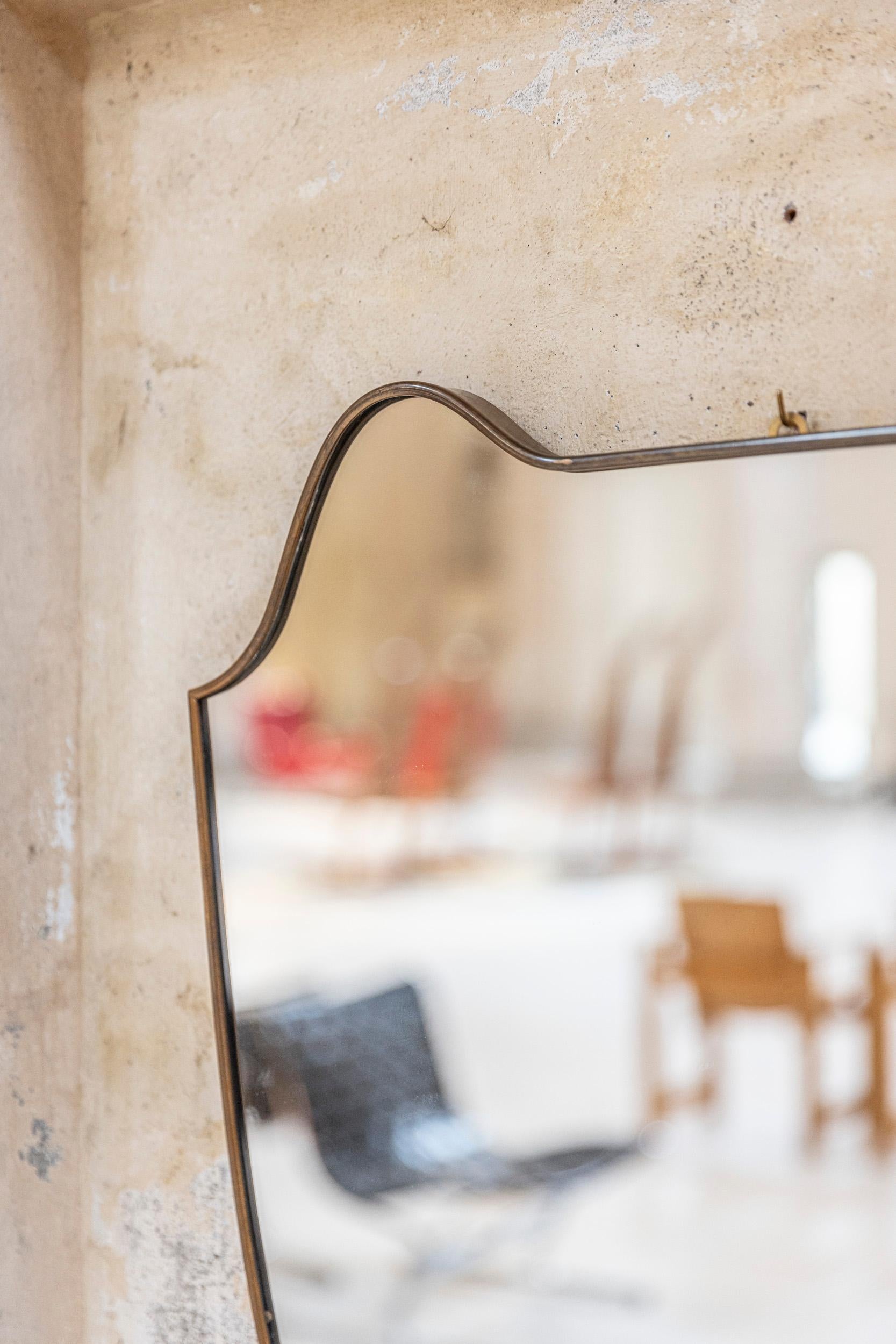 Mid-20th Century Midcentury Italian brass wall mirror For Sale