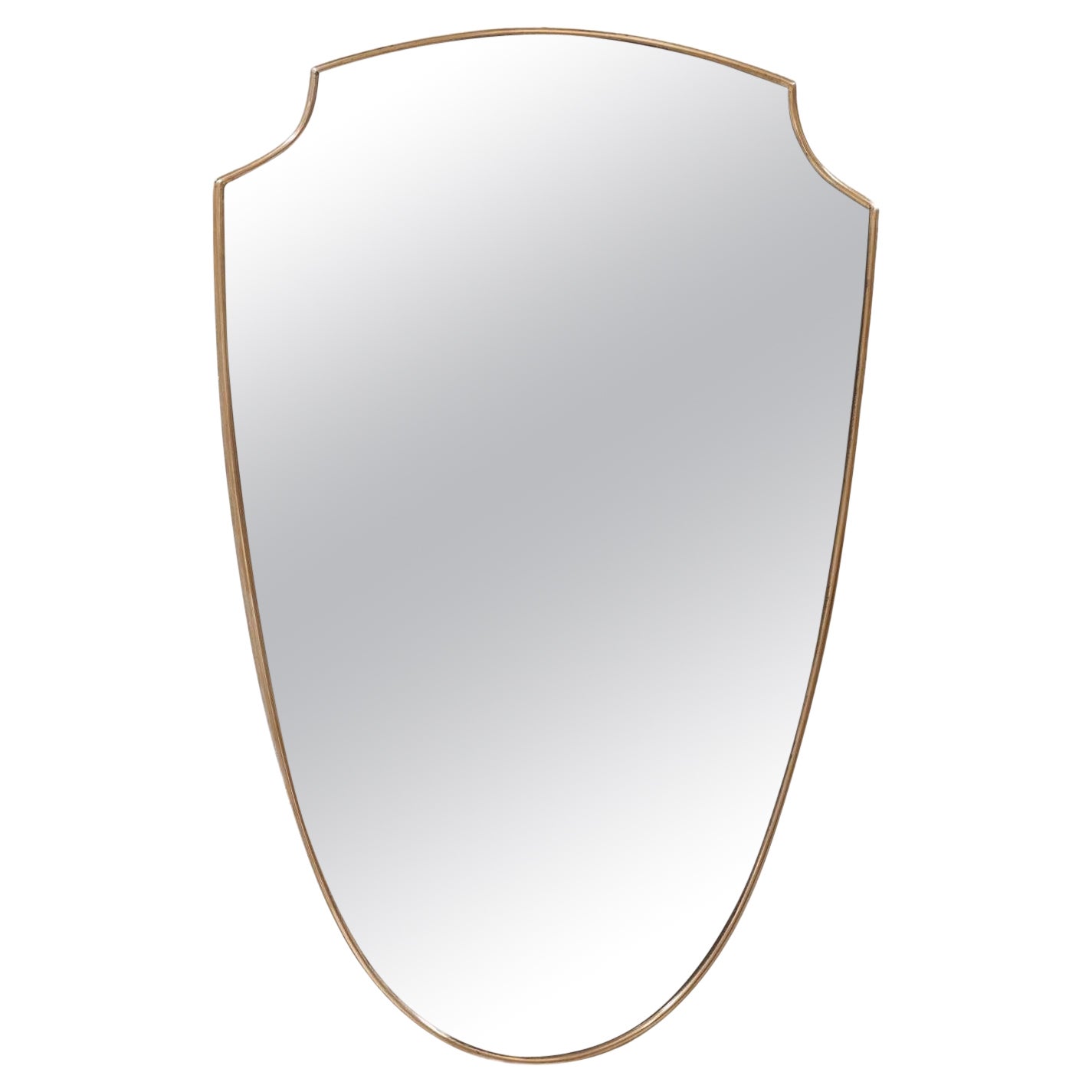 Espejo de pared italiano de latón de mediados de siglo al estilo de Gio Ponti