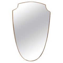 Espejo de pared italiano de latón de mediados de siglo al estilo de Gio Ponti
