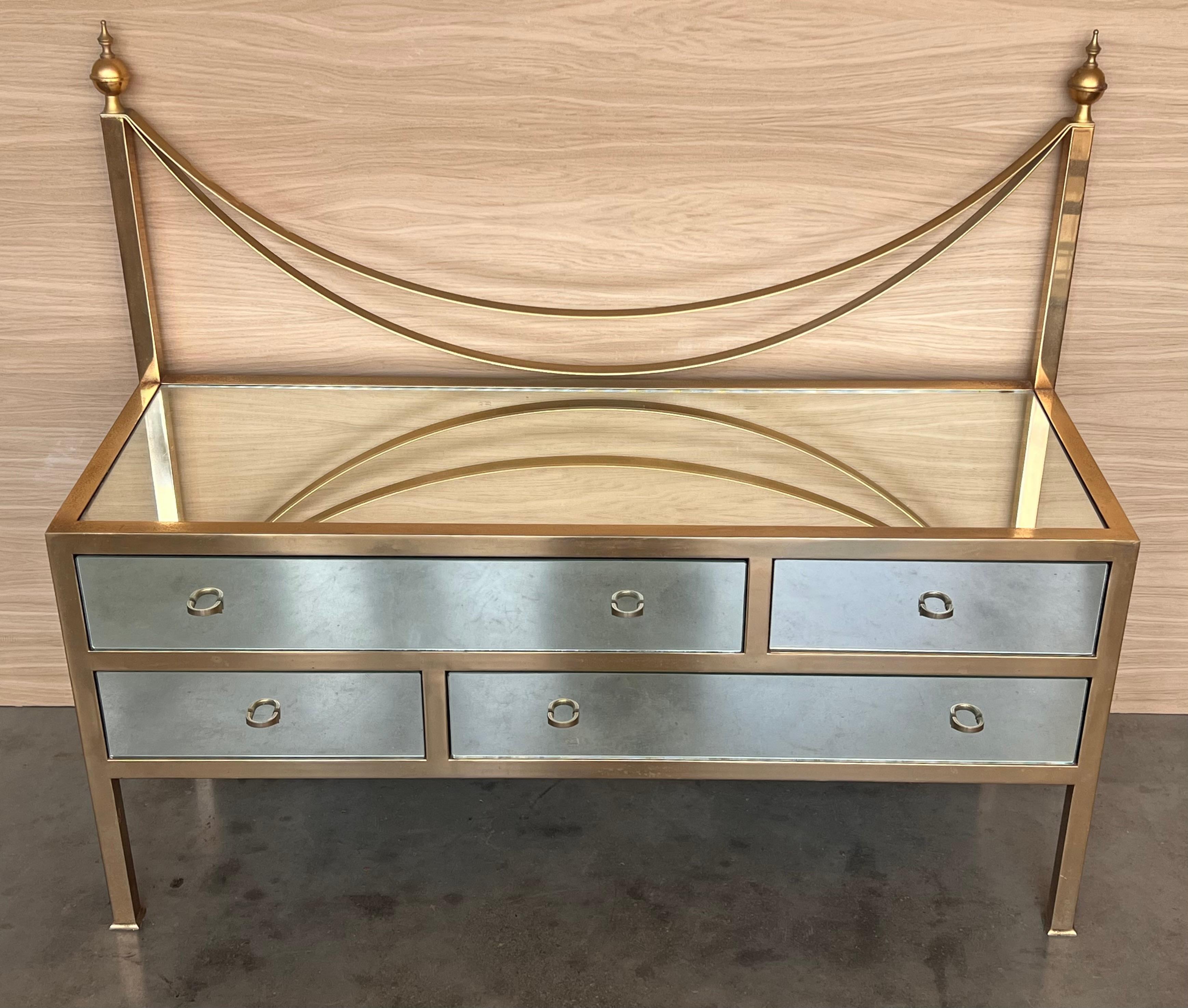 Midcentury Italian Bronze and Glass Chest of drawers In Good Condition For Sale In Miami, FL